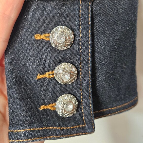 Woman's Nicole Miller Dark Wash utilitarian minimalist structured denim jacket - Picture 6 of 12